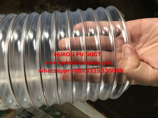 Flexible PU steel wire spiral hose / Air duct hose / flexible plastic dust hose supplier