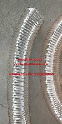 Flexible PU steel wire spiral hose / Air duct hose / flexible plastic dust hose supplier