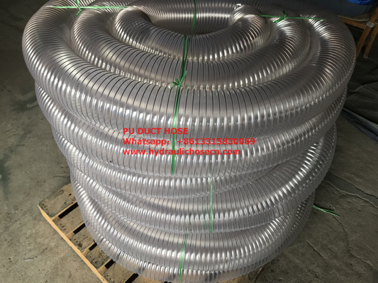 Flexible PU steel wire spiral hose / Air duct hose / flexible plastic dust hose supplier