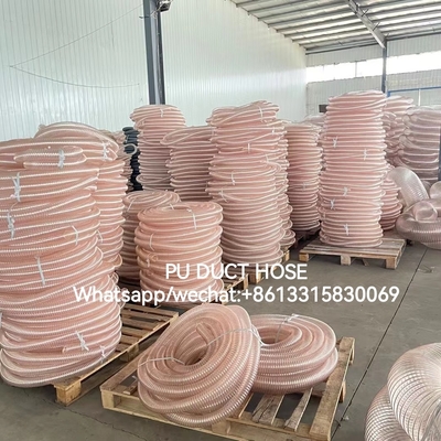 Flexible PU steel wire spiral hose / Air duct hose / flexible plastic dust hose supplier