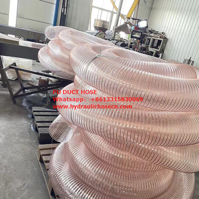 Flexible PU steel wire spiral hose / Air duct hose / flexible plastic dust hose supplier