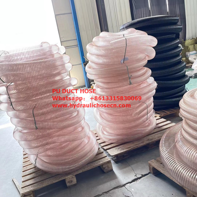 Flexible PU steel wire spiral hose / Air duct hose / flexible plastic dust hose supplier