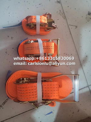 Polyester Orange Ratchet Straps for Safe and Easy Cargo Tie-Down in Bright Orange supplier