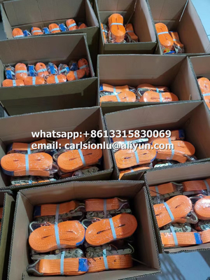 Polyester Orange Ratchet Straps for Safe and Easy Cargo Tie-Down in Bright Orange supplier