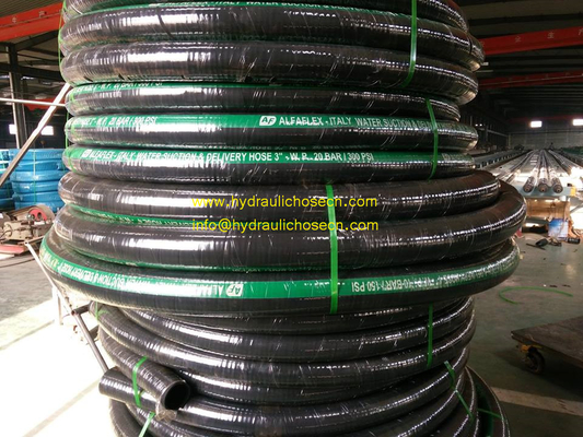 Black Smooth Synthetic Rubber Water Suction Discharge Hose -20C 80C Temperature Range for Industrial Applications supplier